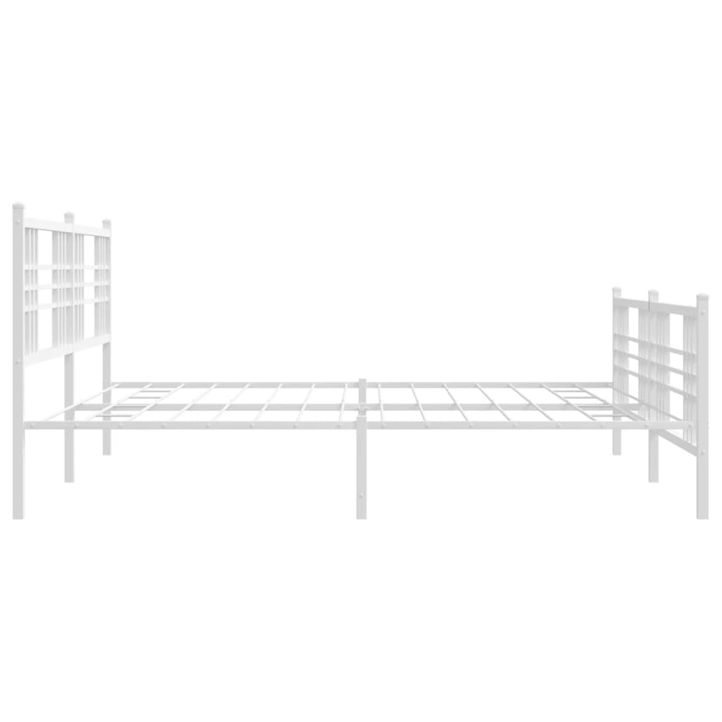 Bed frame with head and footboard metal white 180x200 cm