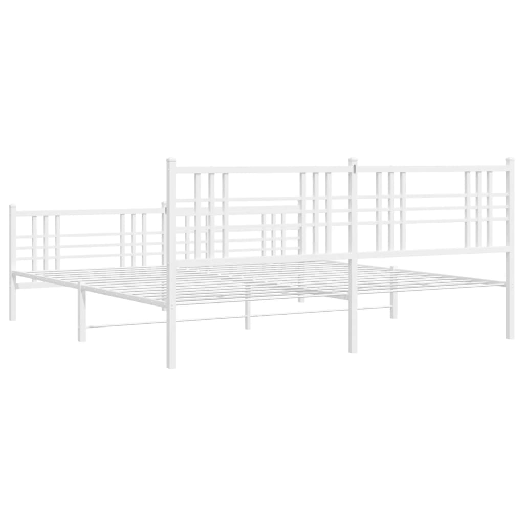 Bed frame with head and footboard metal white 180x200 cm