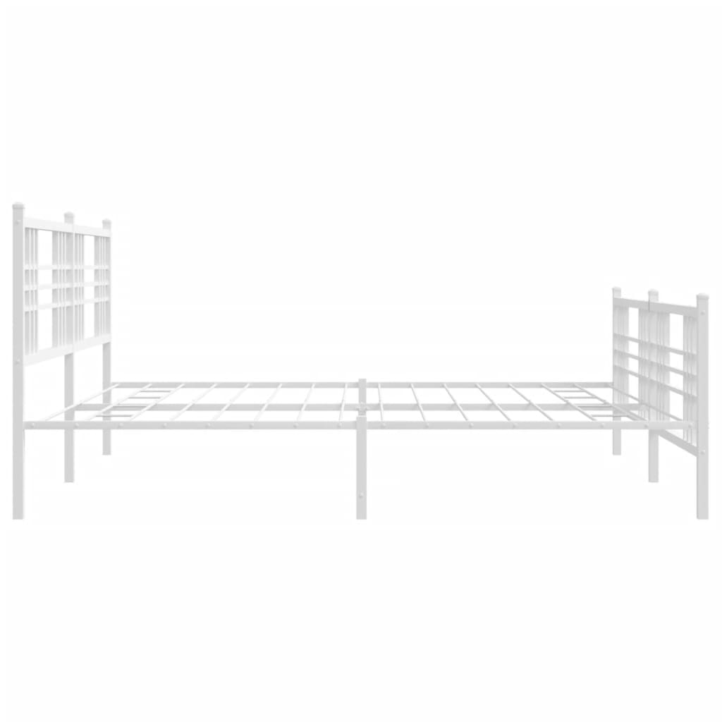 Bed frame with head and footboard metal white 183x213 cm