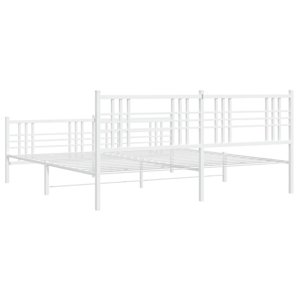 Bed frame with head and footboard metal white 183x213 cm