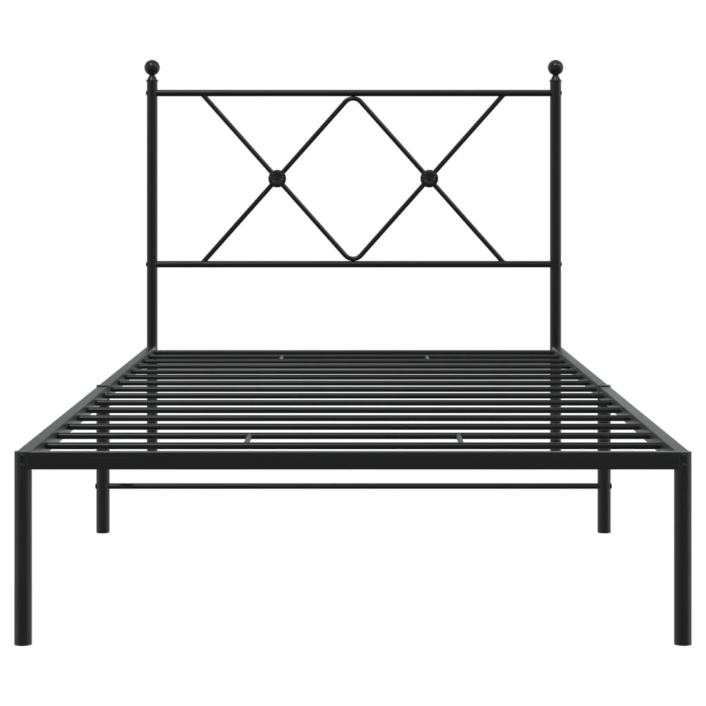 Bed frame with headboard metal black 90x190 cm