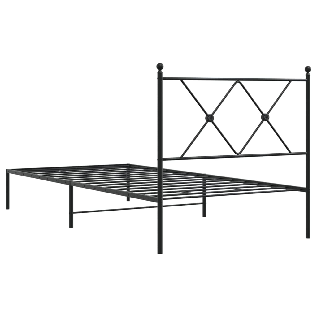 Bed frame with headboard metal black 90x190 cm