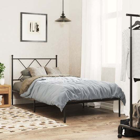 Bed frame with headboard metal black 90x190 cm