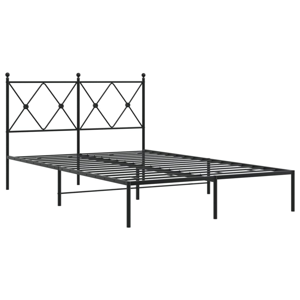 Bed frame with headboard metal black 120x190 cm