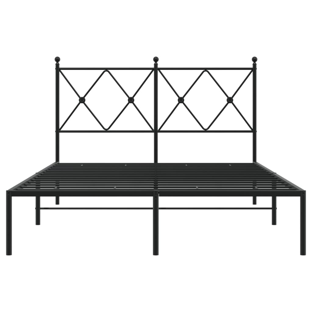 Bed frame with headboard metal black 120x190 cm