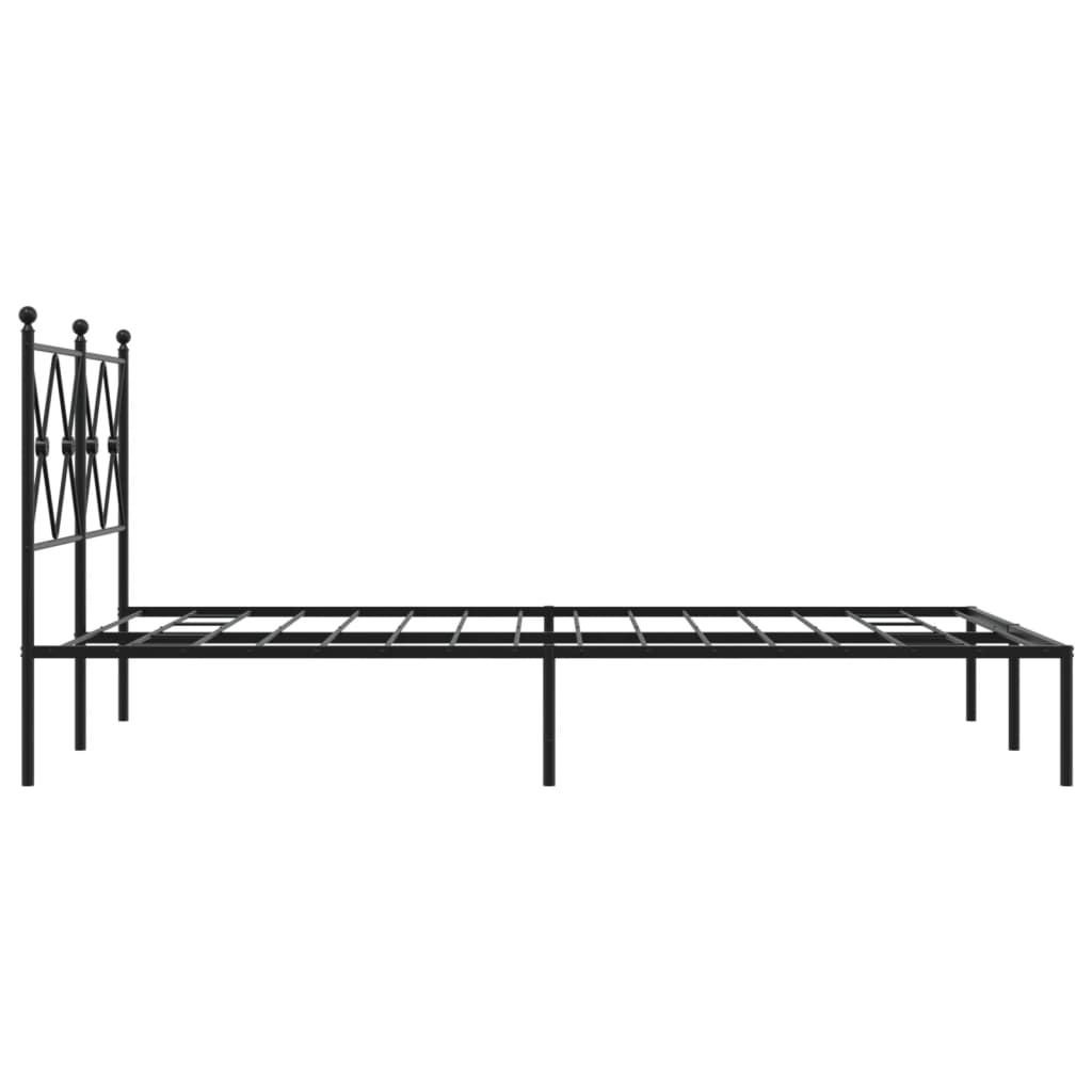 Bed frame with headboard metal black 120x190 cm