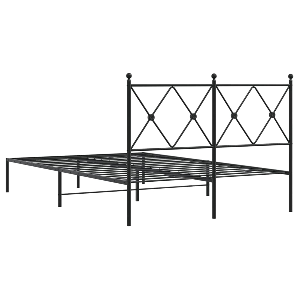 Bed frame with headboard metal black 120x190 cm