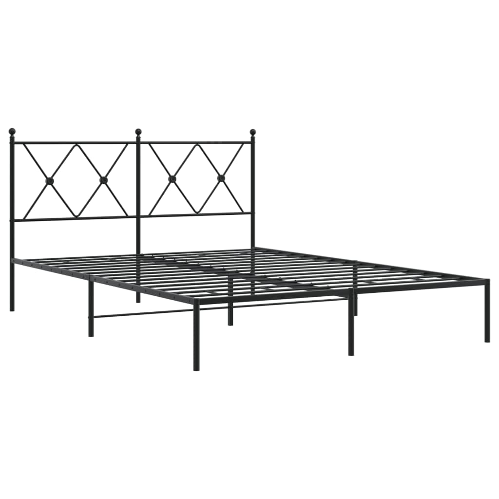 Bed frame with headboard metal black 135x190 cm
