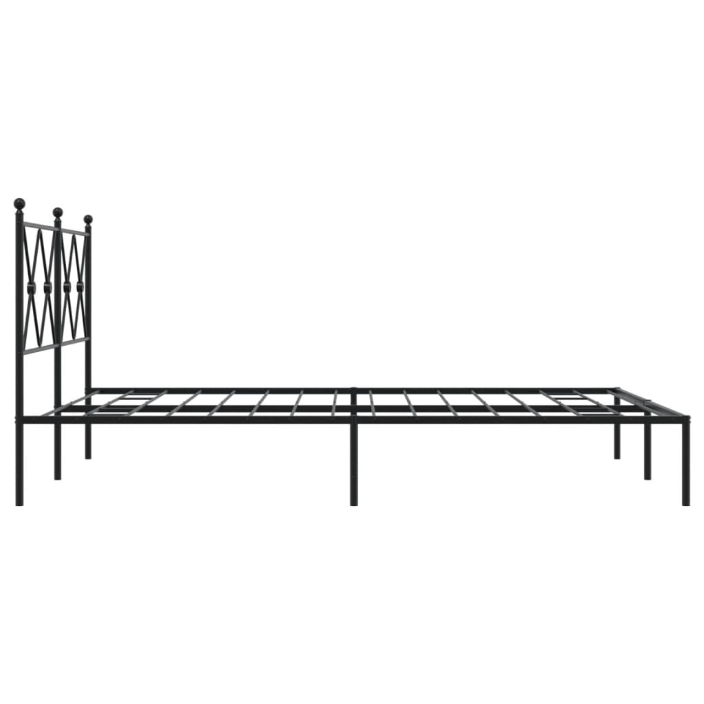 Bed frame with headboard metal black 135x190 cm