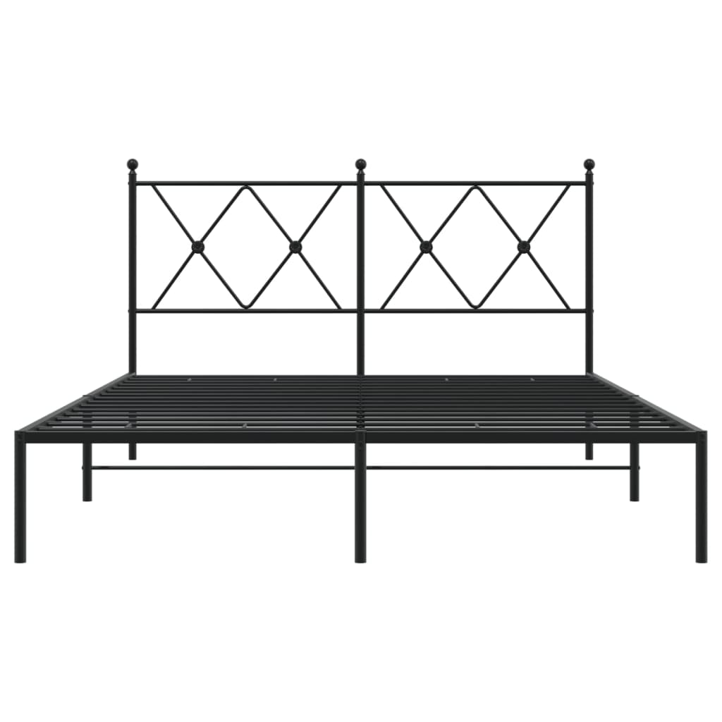 Bed frame with headboard metal black 140x190 cm