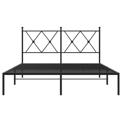 Bettgestell mit Kopfteil Metall Schwarz 140x190 cm
