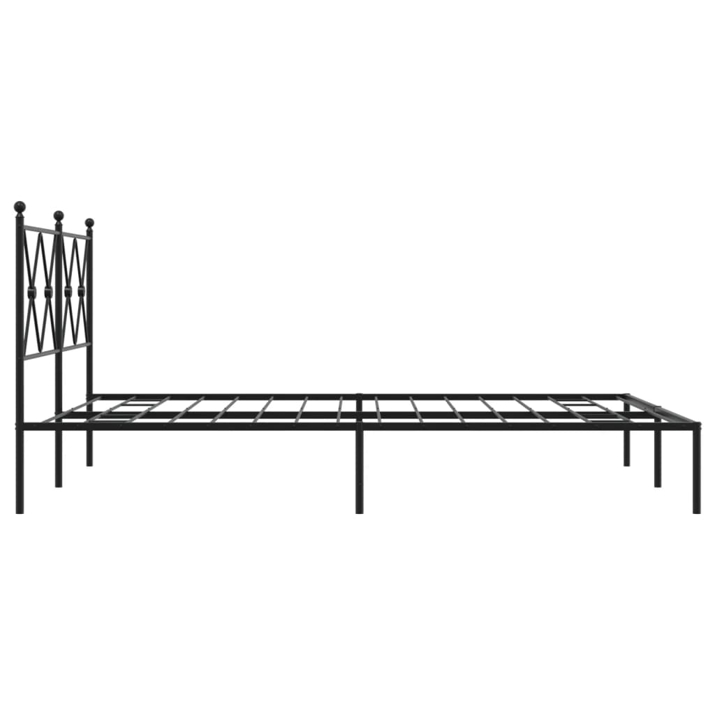 Bed frame with headboard metal black 140x190 cm