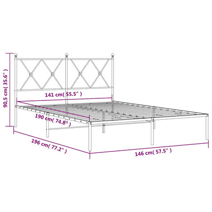 Bettgestell mit Kopfteil Metall Schwarz 140x190 cm