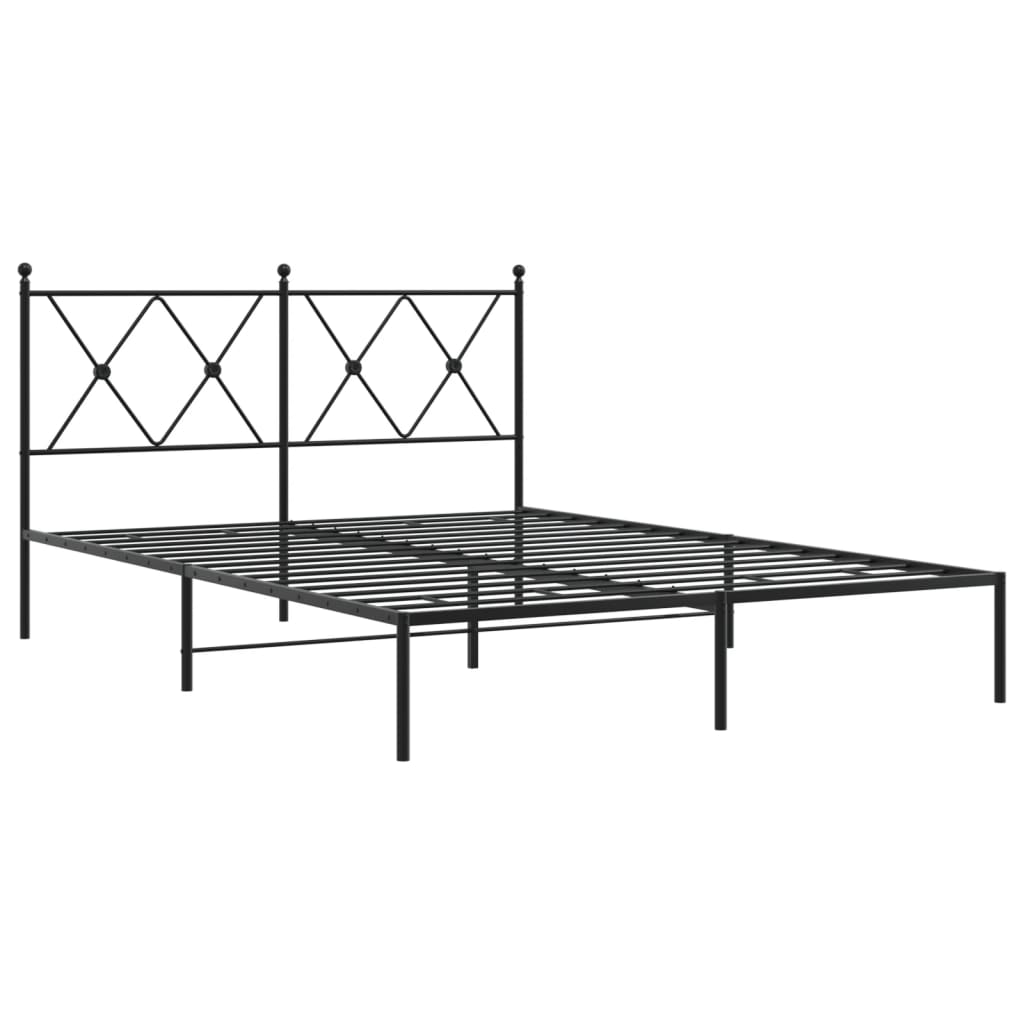 Bed frame with headboard metal black 140x200 cm