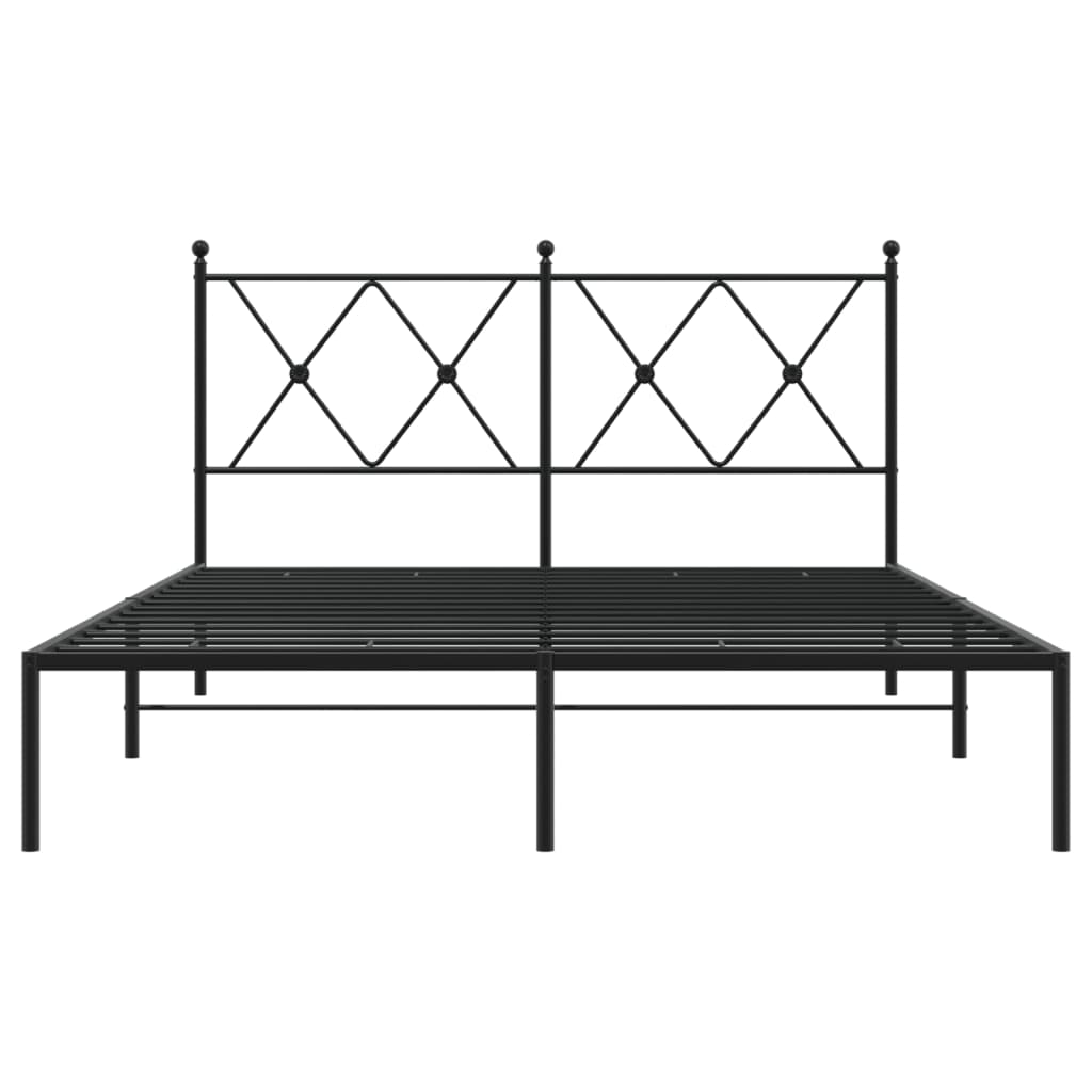 Bed frame with headboard metal black 140x200 cm