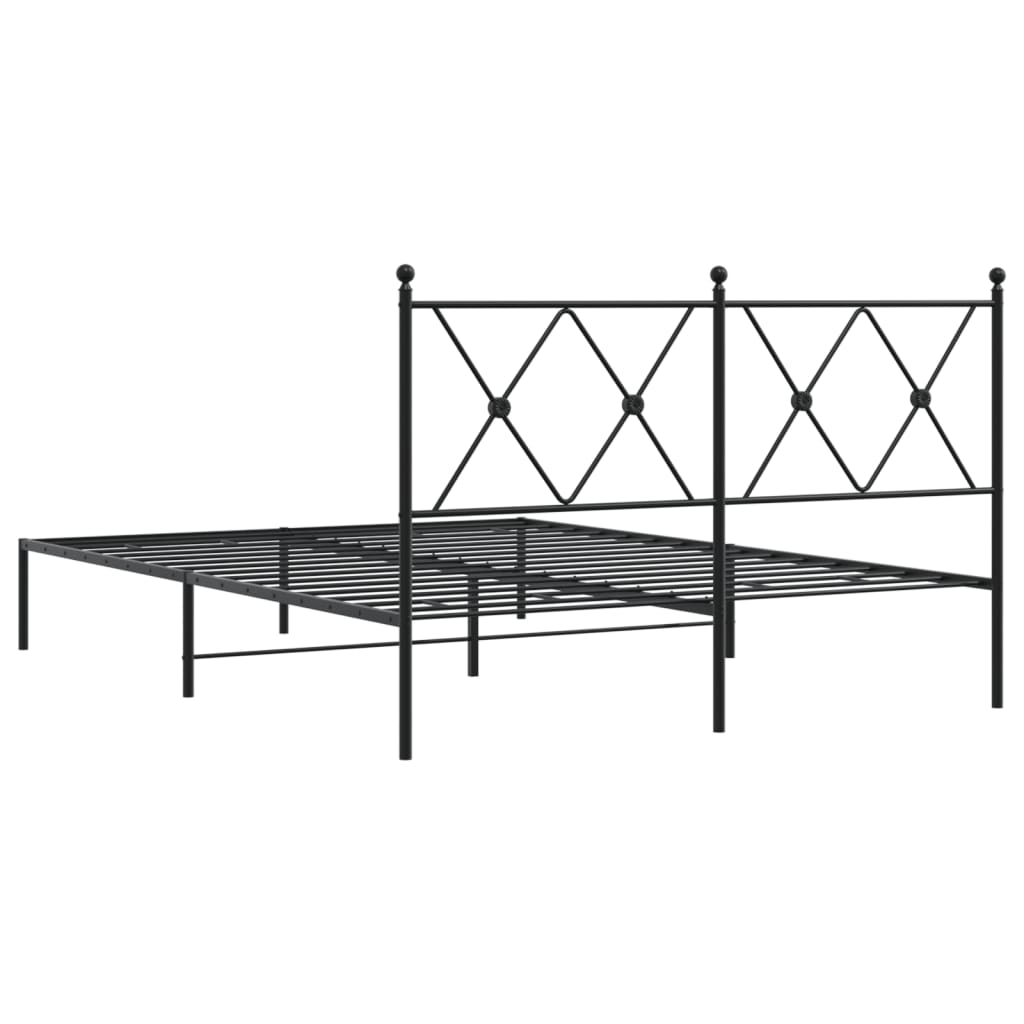 Bed frame with headboard metal black 140x200 cm