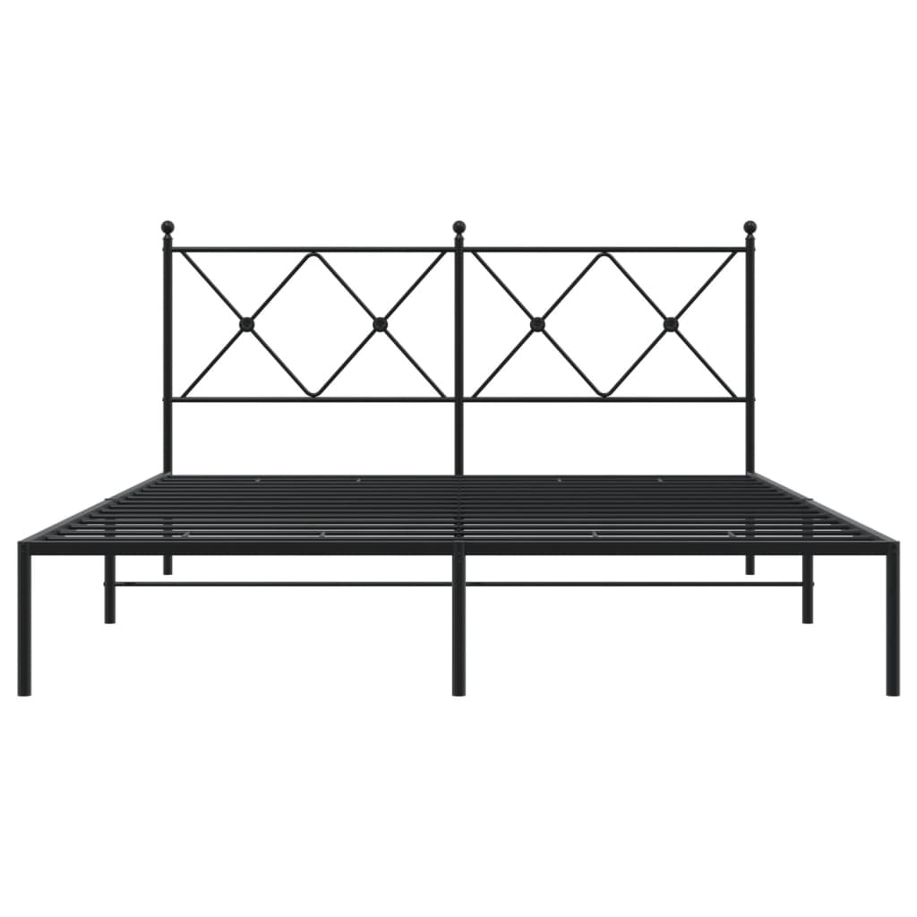 Bed frame with headboard metal black 150x200 cm
