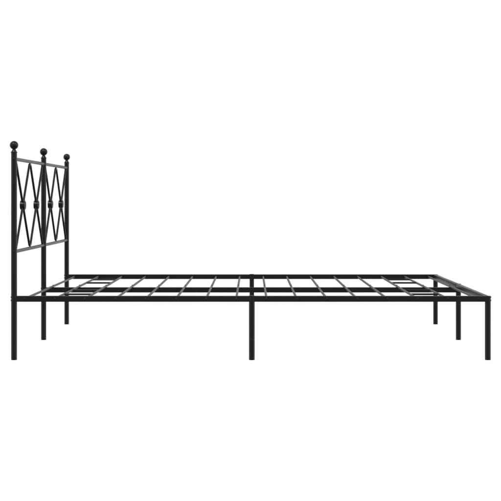 Bed frame with headboard metal black 150x200 cm
