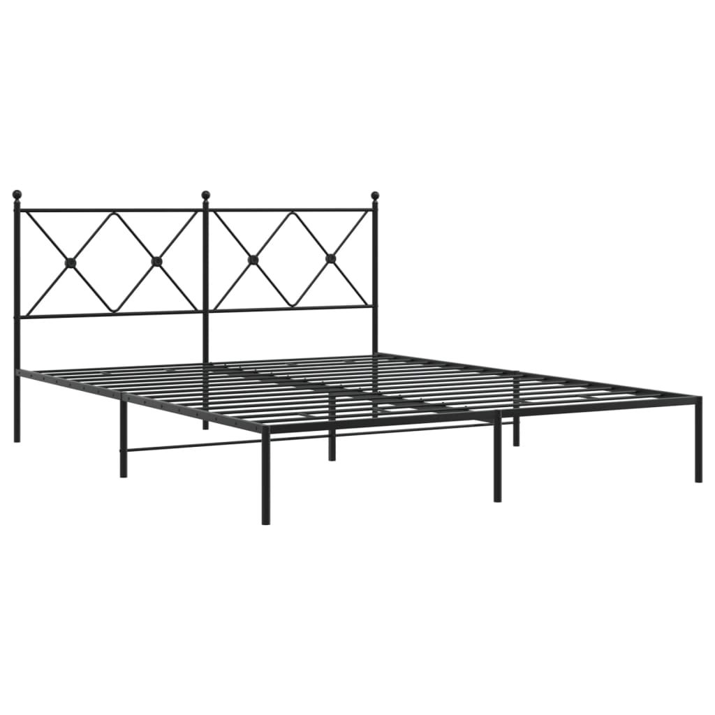 Bed frame with headboard metal black 160x200 cm