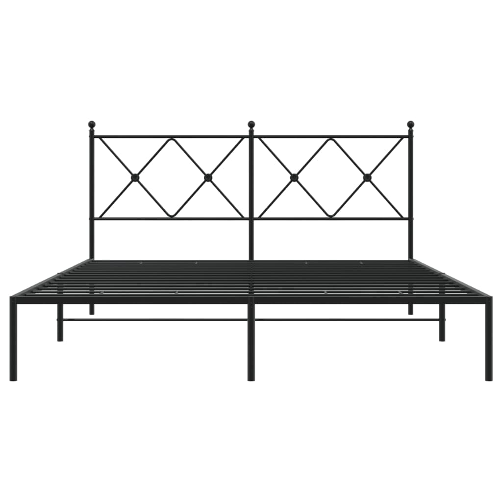 Bed frame with headboard metal black 160x200 cm