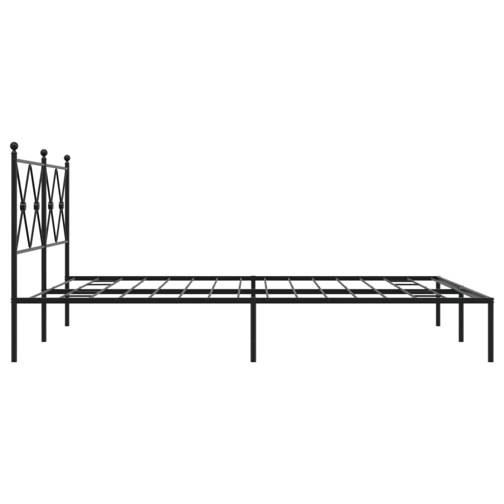 Bed frame with headboard metal black 160x200 cm