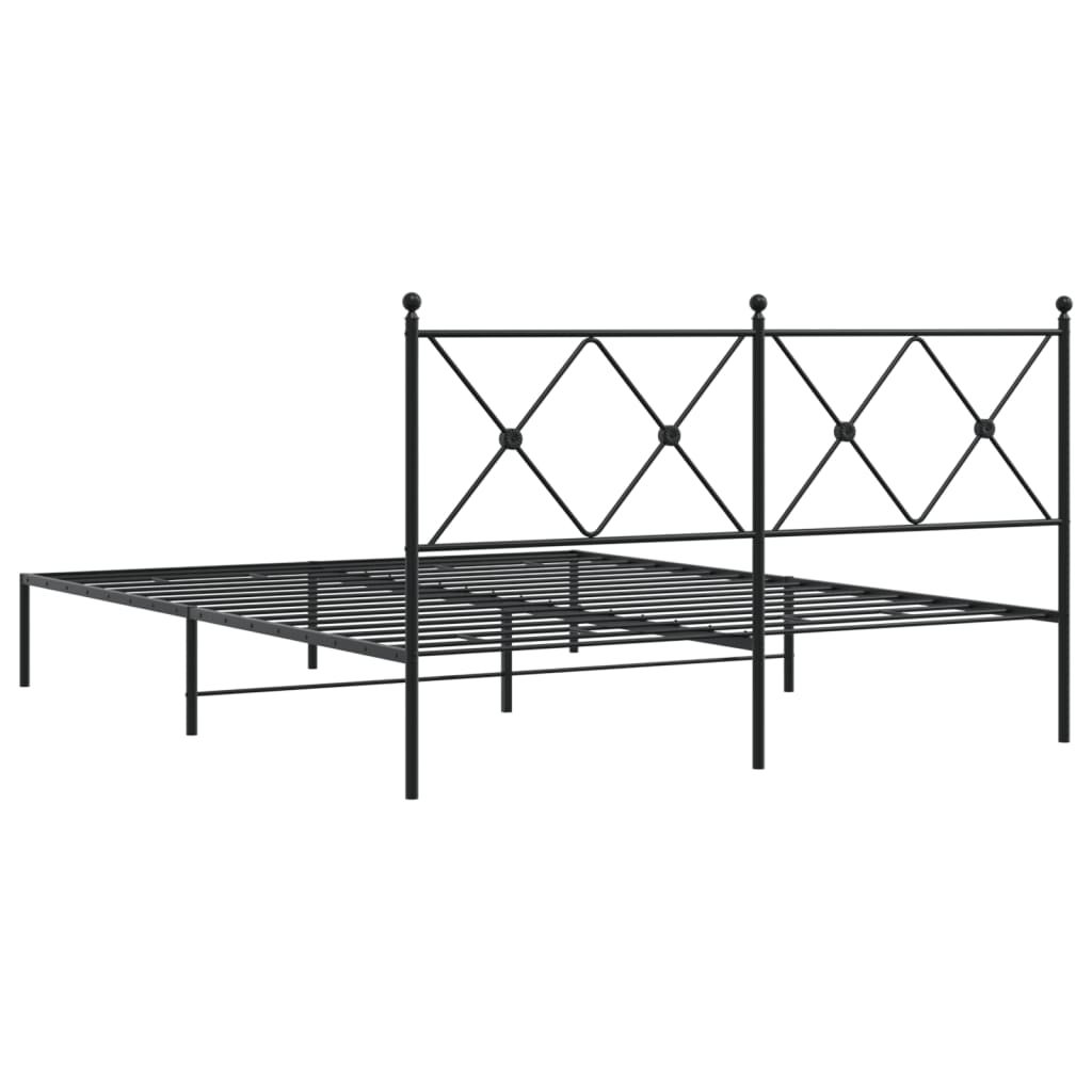 Bed frame with headboard metal black 160x200 cm