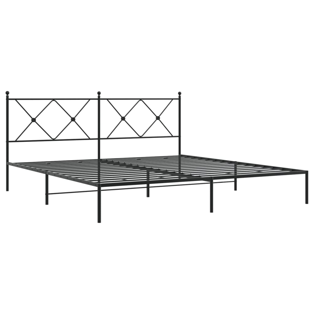 Bed frame with headboard metal black 183x213 cm