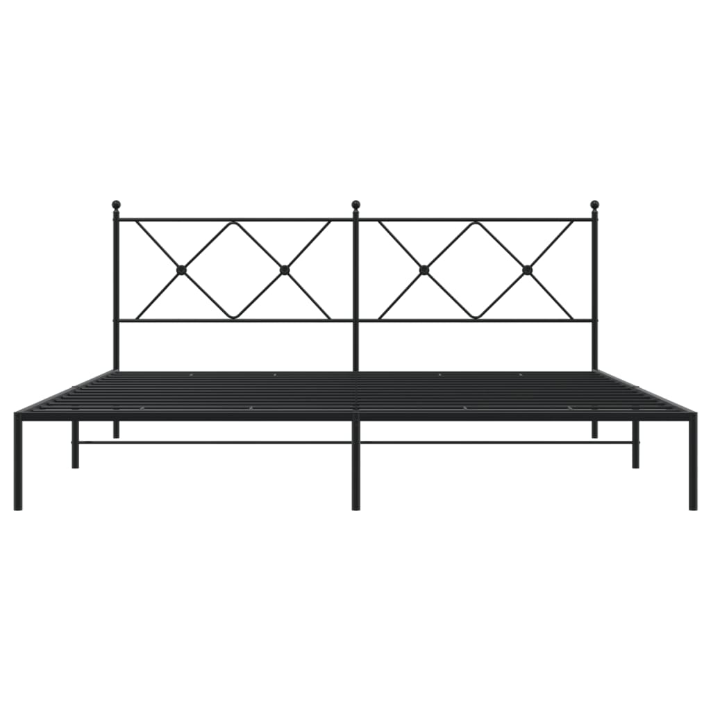 Bed frame with headboard metal black 183x213 cm