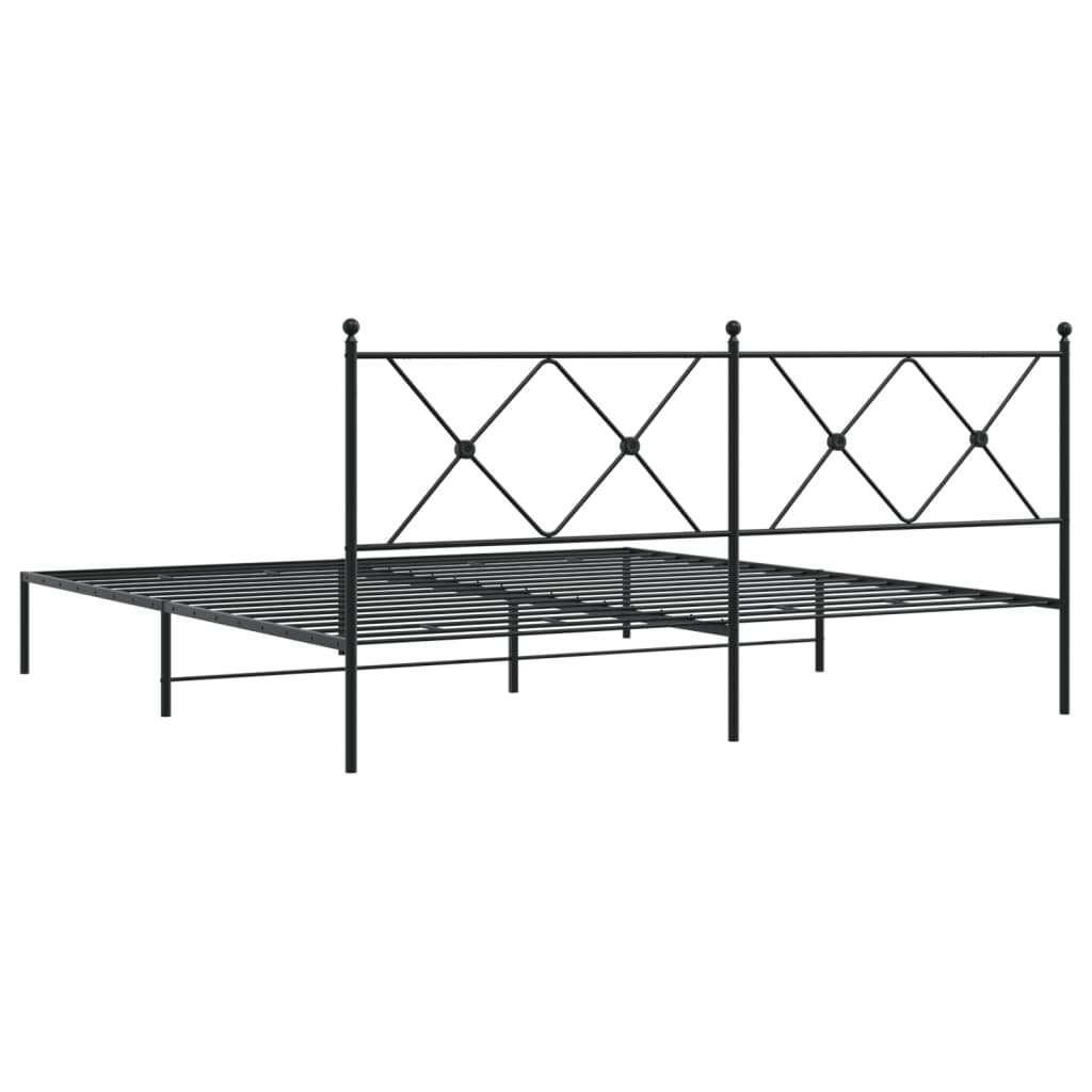 Bed frame with headboard metal black 183x213 cm