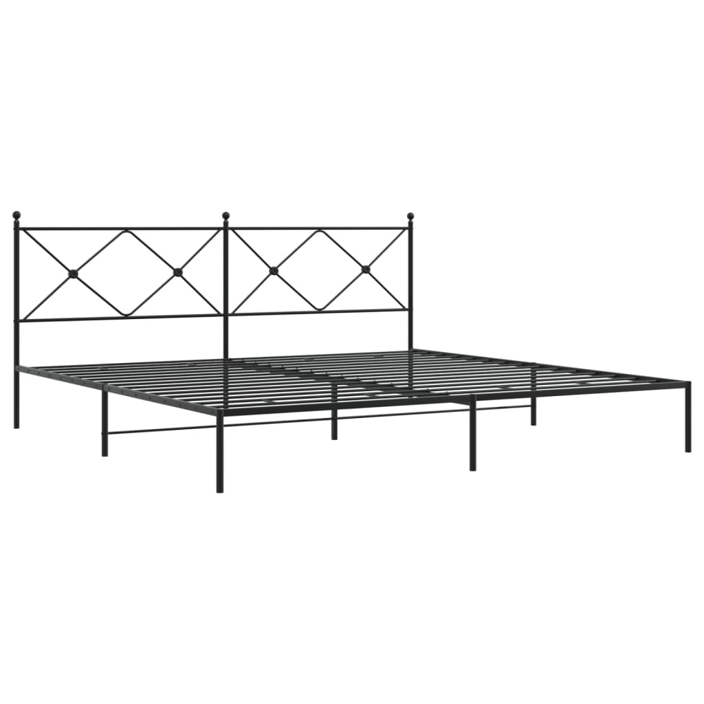 Bed frame with headboard metal black 193x203 cm