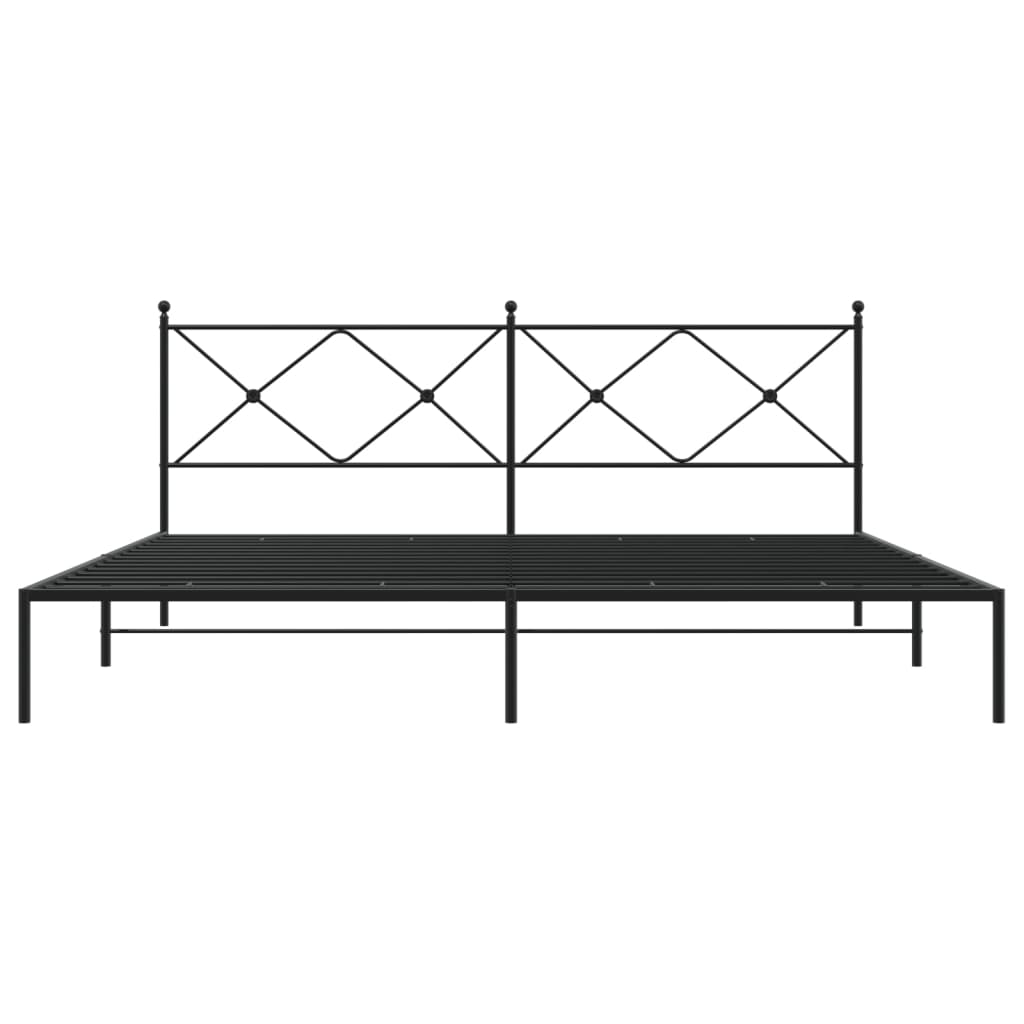 Bed frame with headboard metal black 193x203 cm