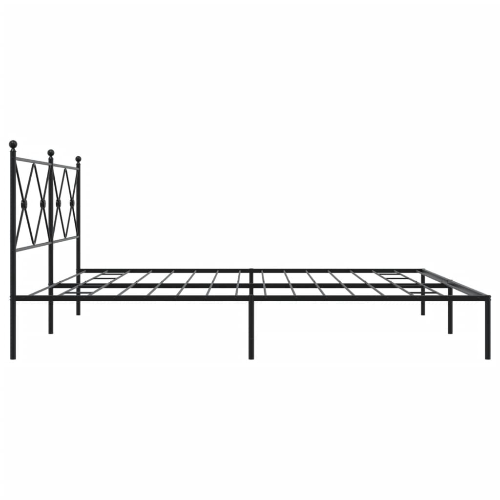 Bed frame with headboard metal black 193x203 cm