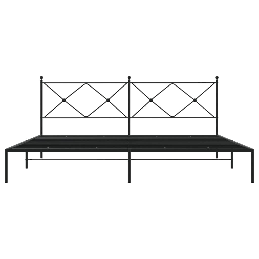 Bed frame with headboard metal black 200x200 cm