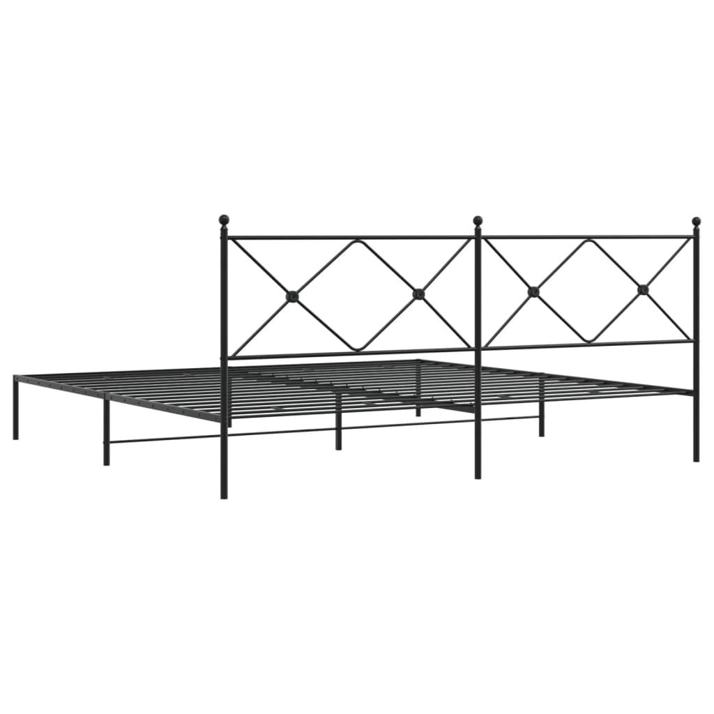 Bed frame with headboard metal black 200x200 cm