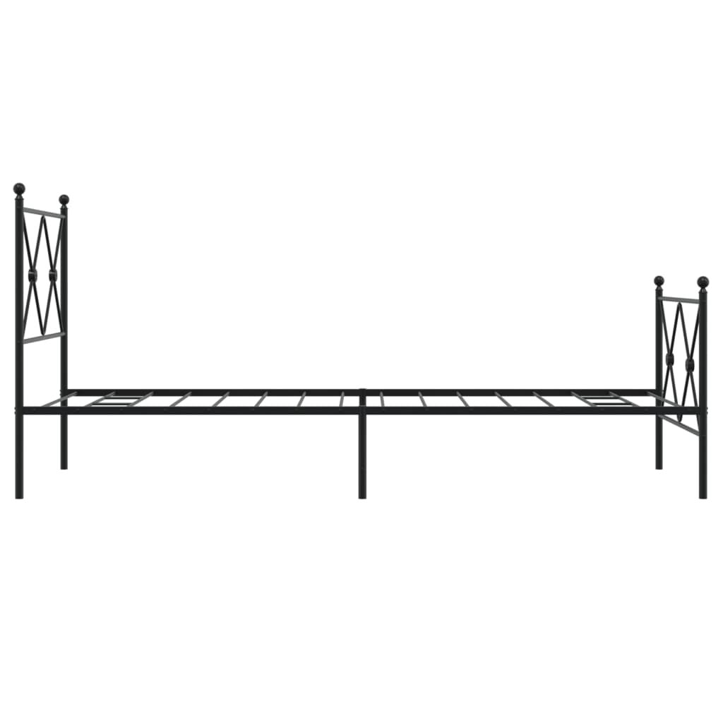 Bed frame with head and footboard metal black 75x190 cm