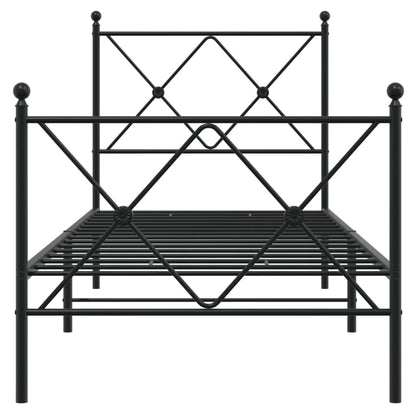 Bettgestell mit Kopf- und Fußteil Metall Schwarz 80x200 cm