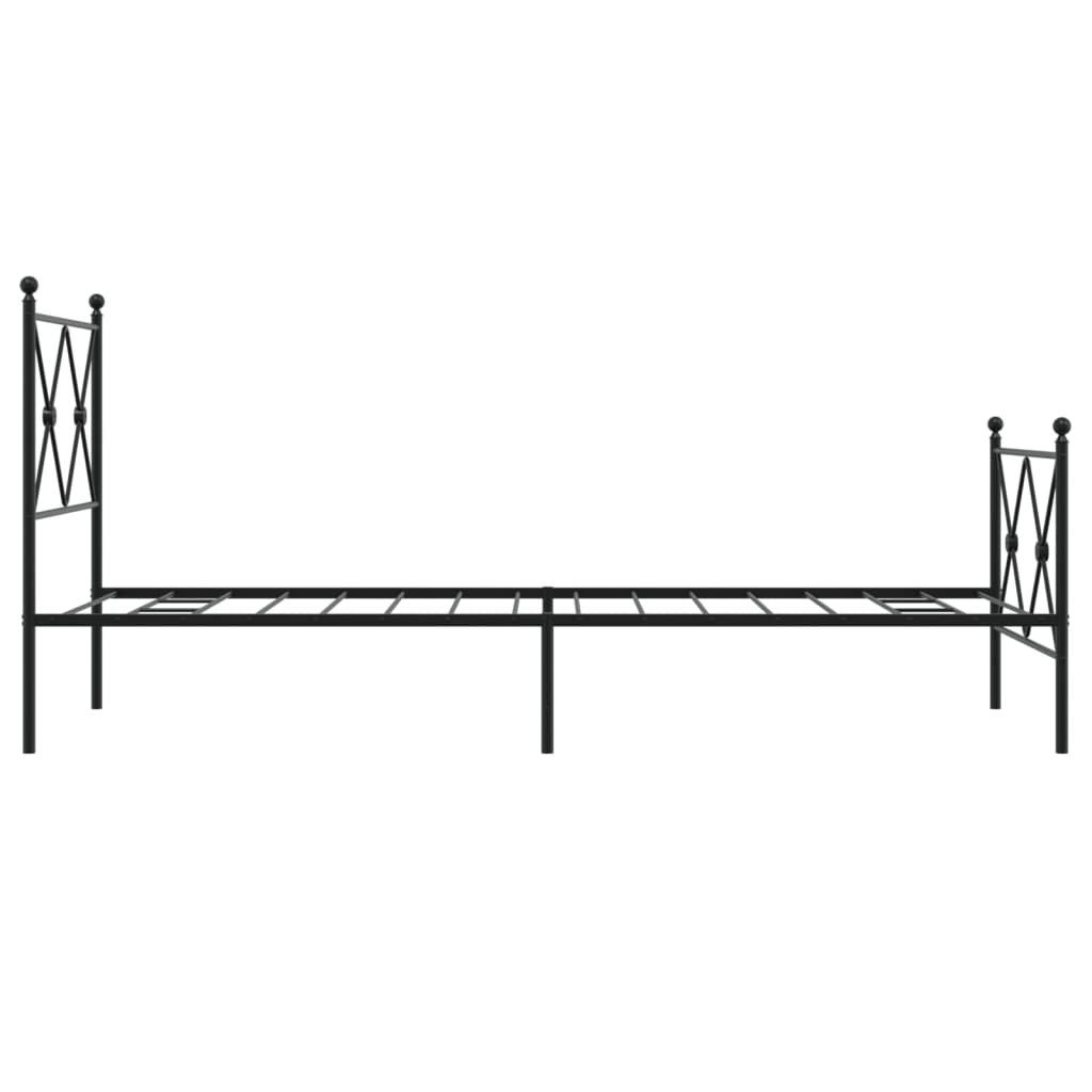 Bed frame with head and footboard metal black 80x200 cm