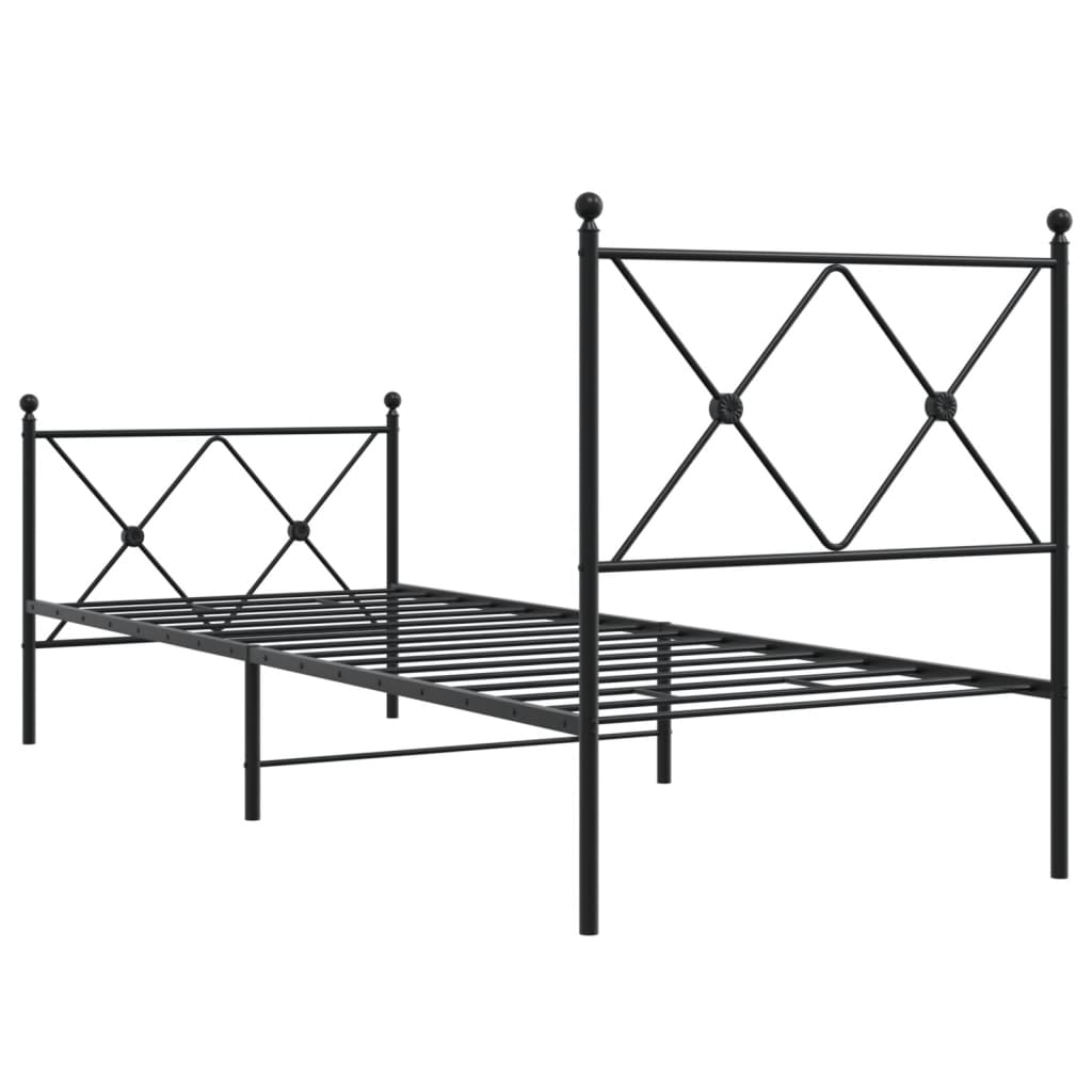 Bed frame with head and footboard metal black 80x200 cm