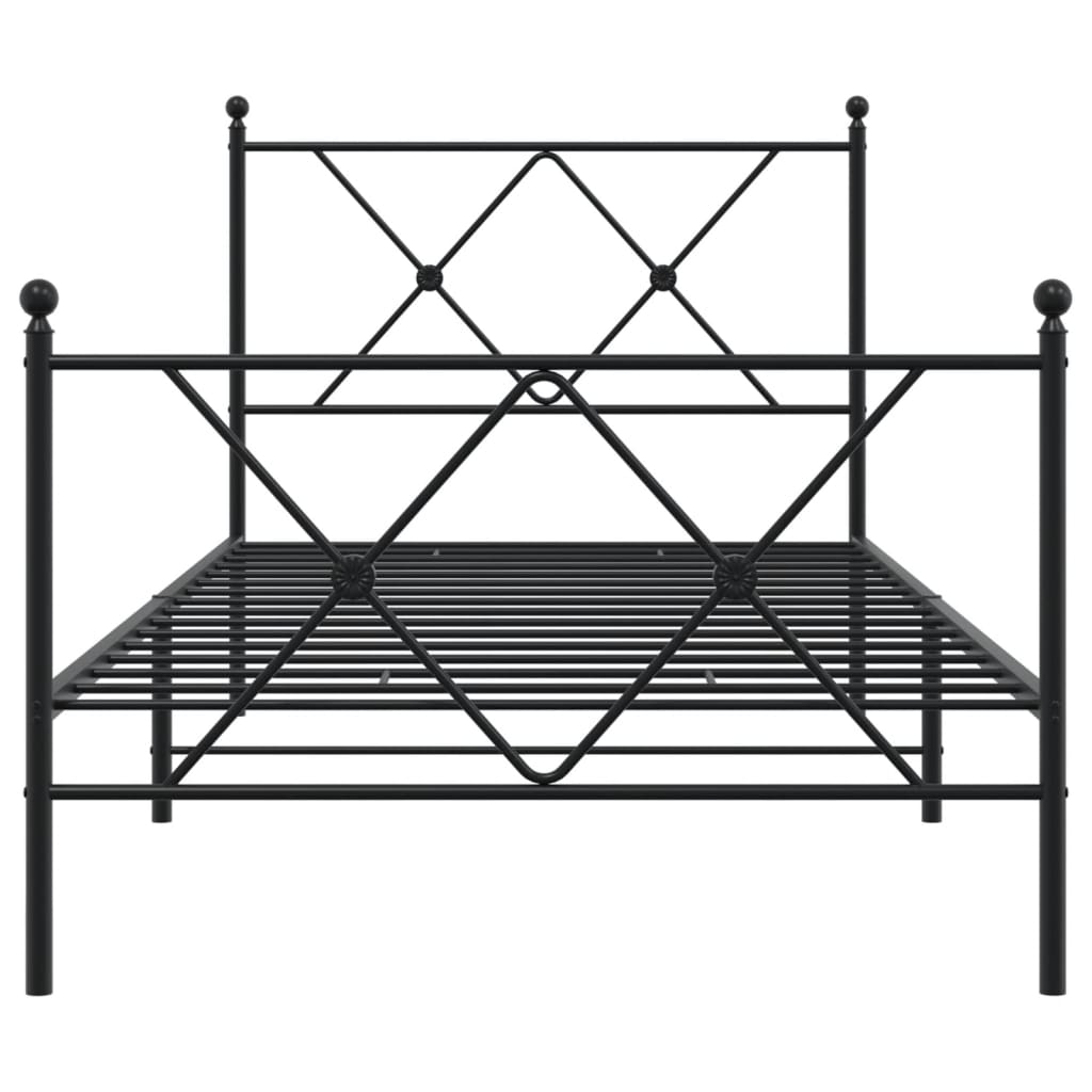 Bed frame with head and footboard metal black 90x200 cm