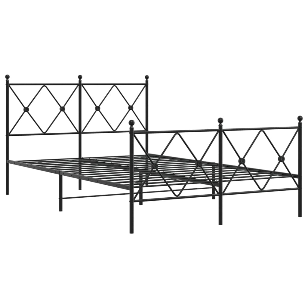 Bed frame with head and footboard metal black 120x200 cm