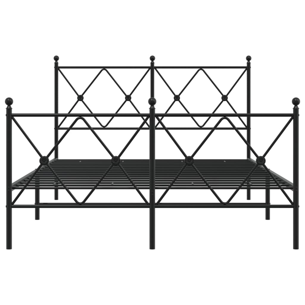 Bed frame with head and footboard metal black 120x200 cm