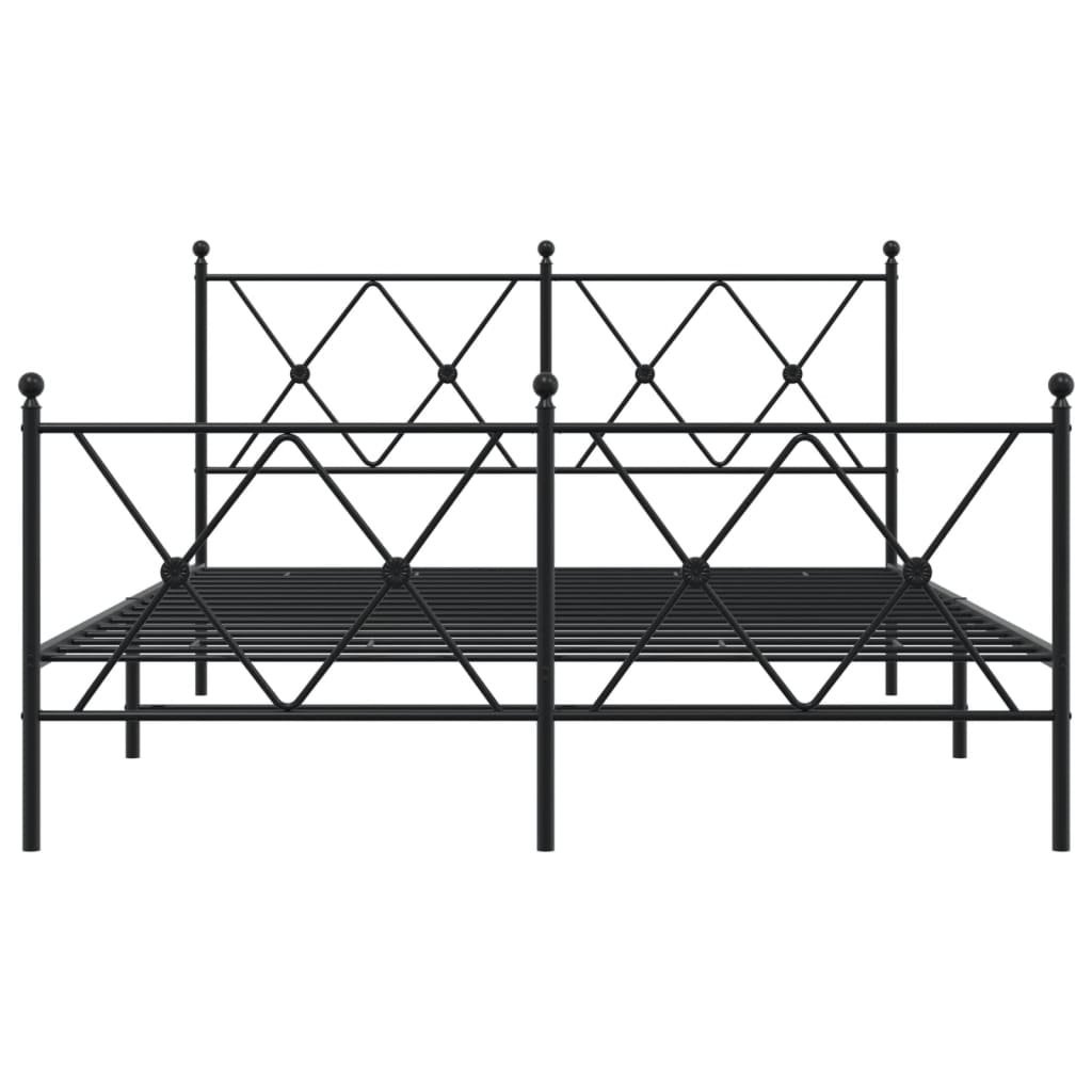 Bed frame with head and footboard metal black 137x190 cm