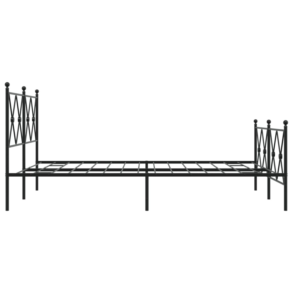 Bed frame with head and footboard metal black 137x190 cm