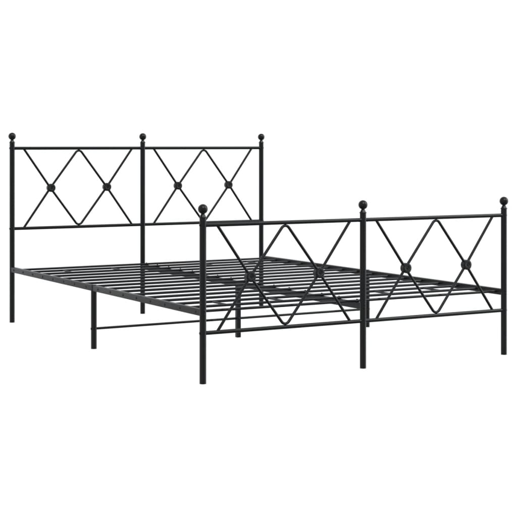 Bed frame with head and footboard metal black 140x190 cm