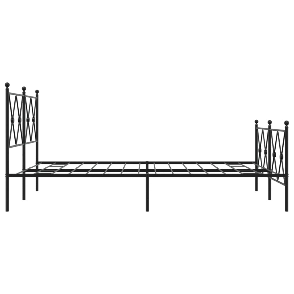 Bed frame with head and footboard metal black 140x190 cm