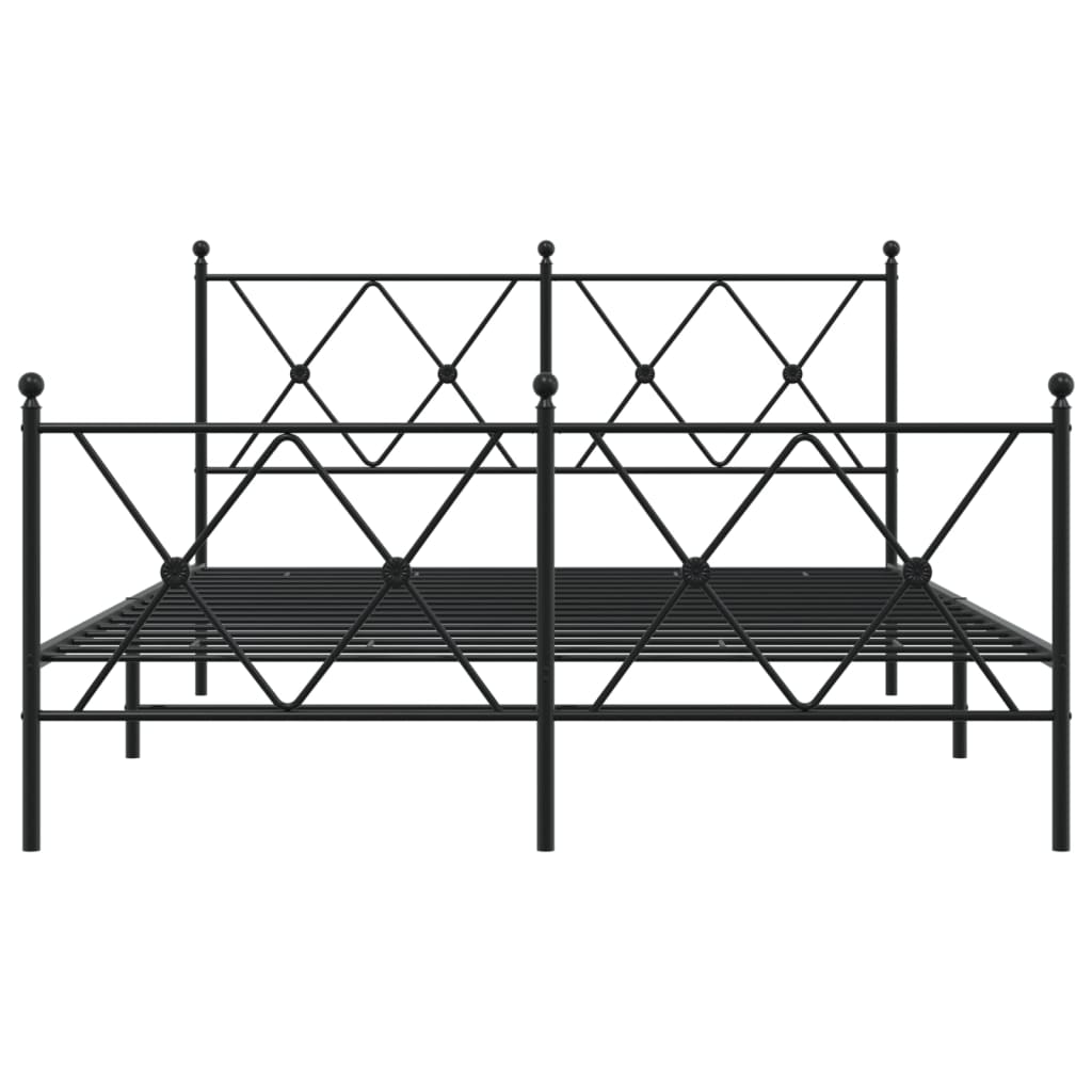 Bed frame with head and footboard metal black 140x200 cm