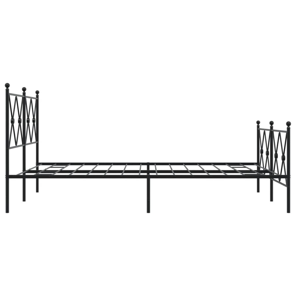 Bed frame with head and footboard metal black 140x200 cm