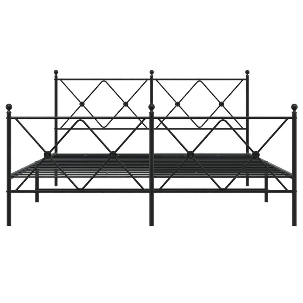 Bed frame with head and footboard metal black 150x200 cm