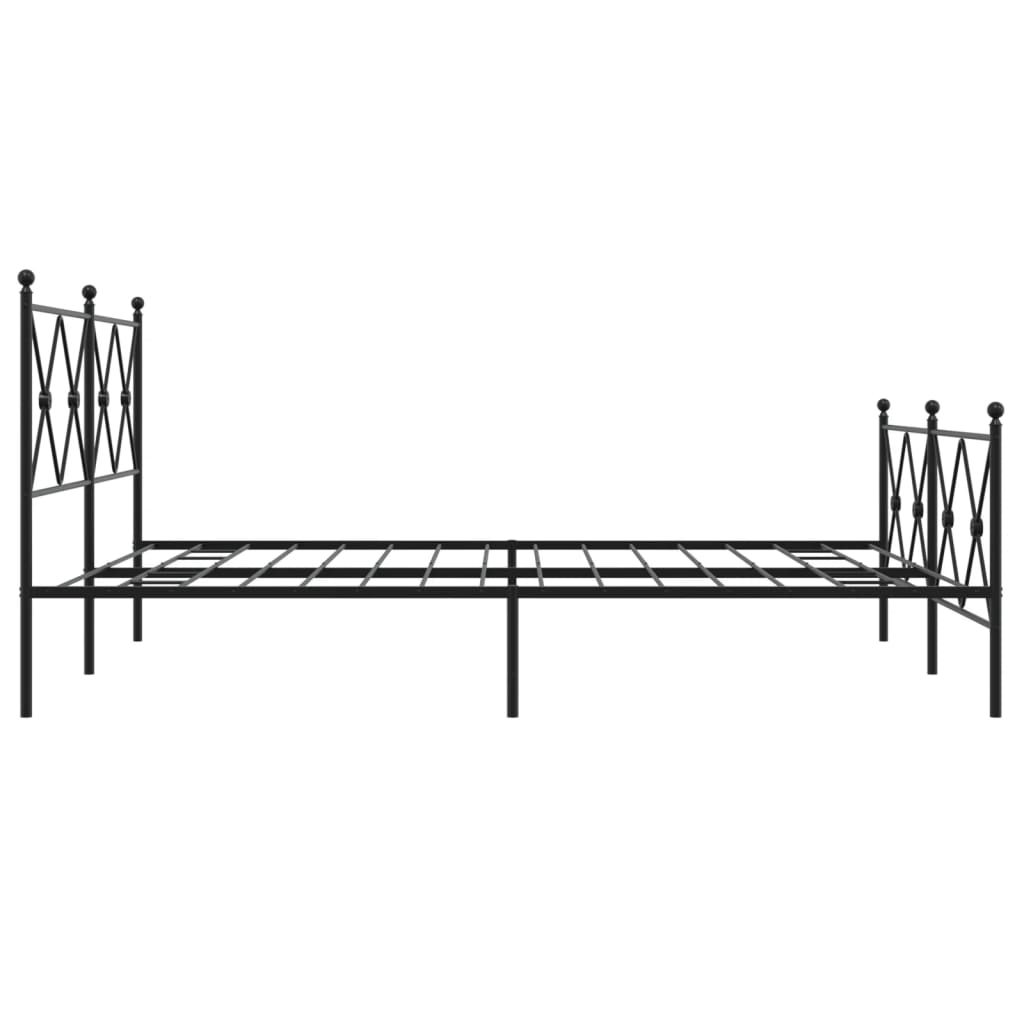 Bed frame with head and footboard metal black 150x200 cm