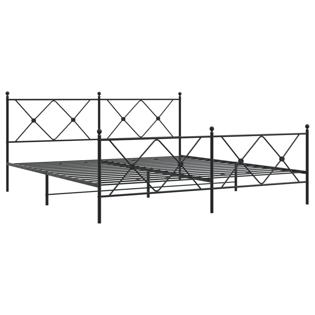 Bed frame with head and footboard metal black 183x213 cm